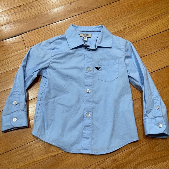 Giorgio Armani Baby Toddler Boy Button Down Shirt Size 18M Blue Cotton EUC - Picture 5 of 14
